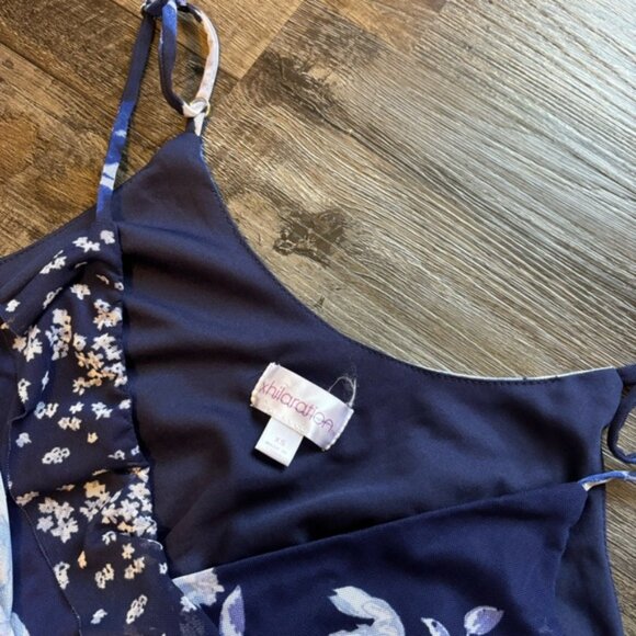 Floral Navy Blue Wrap Dress, size XS - Picture 3 of 3